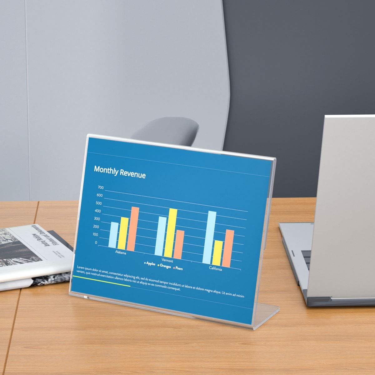 8.5×11" Acrylic L-Stand Horizontal Sign Holder – 3 Pack - NIUBEE