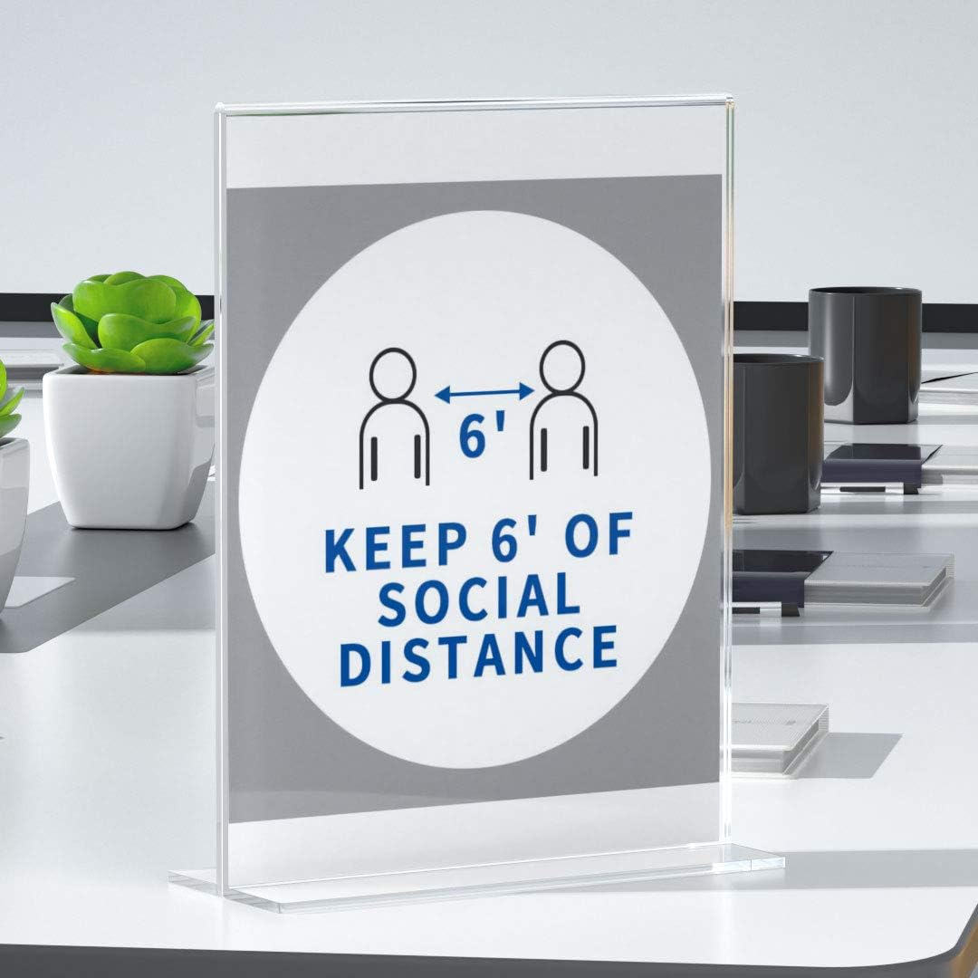 8.5×11" Acrylic T-Stand Vertical Sign Holder – 3 Pack - NIUBEE