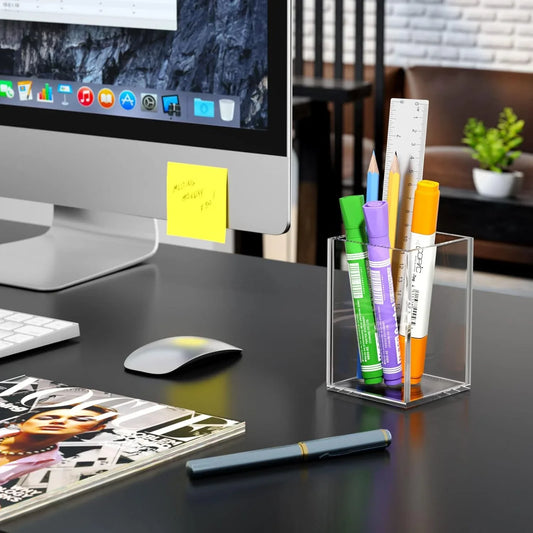 Clear Acrylic Pen Holder – 2 Pack - NIUBEE