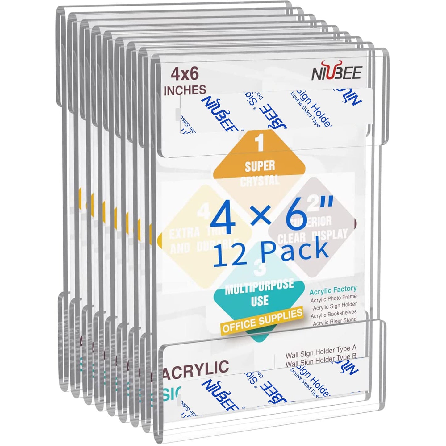 4×6" Adhesive Acrylic Sign Holder Vertical