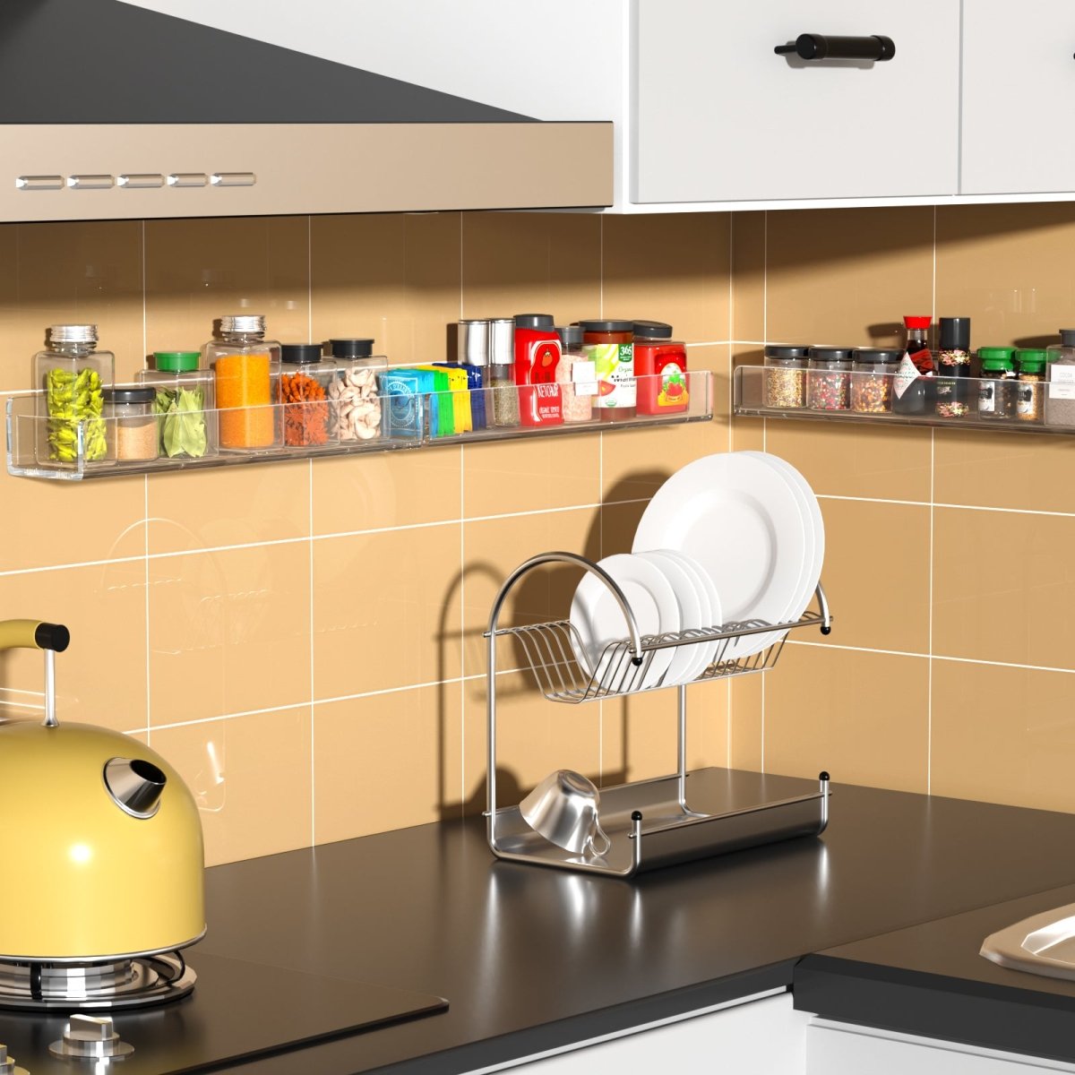 Wall-Mounted Acrylic Spice Rack – 4 Pack - NIUBEE