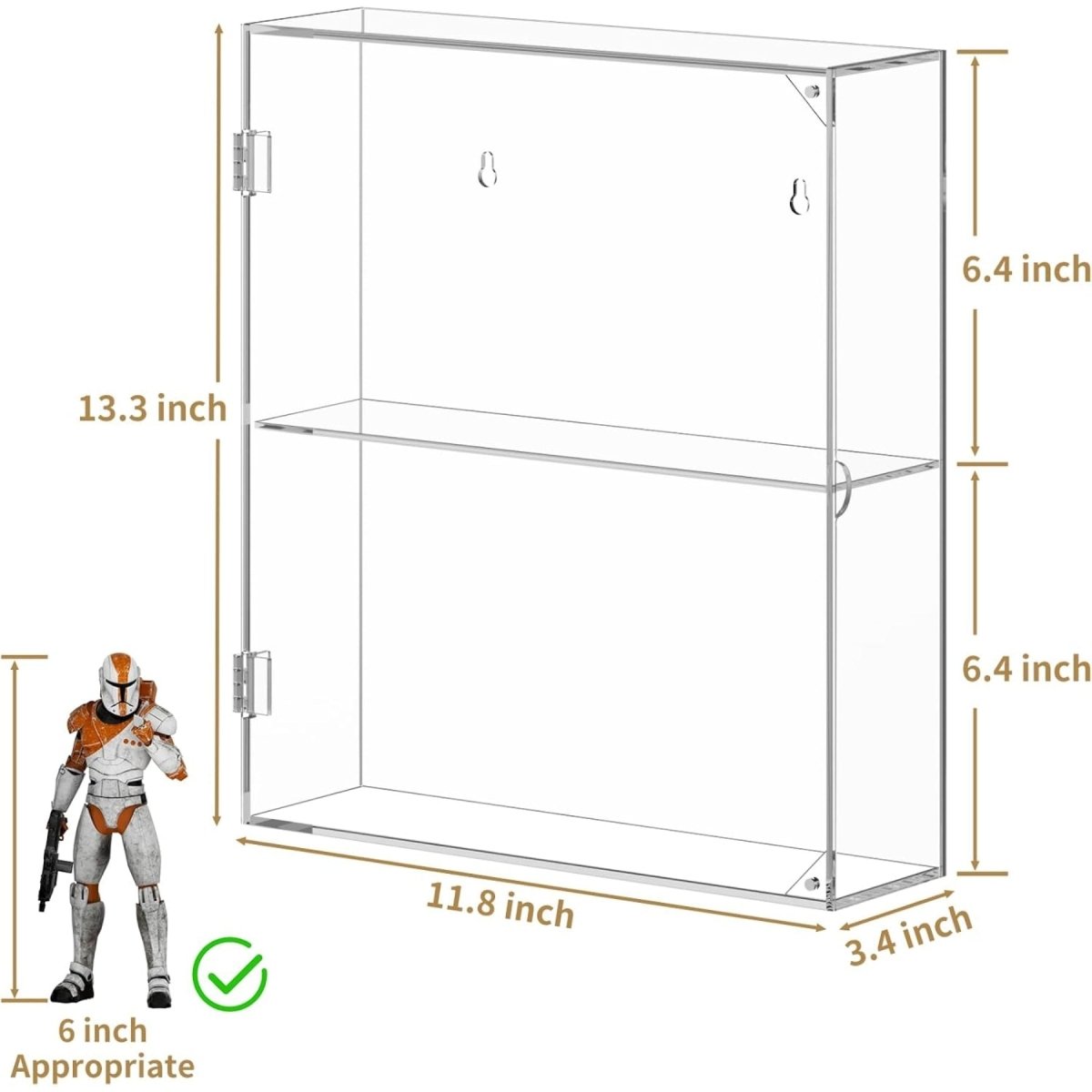2-Compartment Acrylic Display Case - NIUBEE