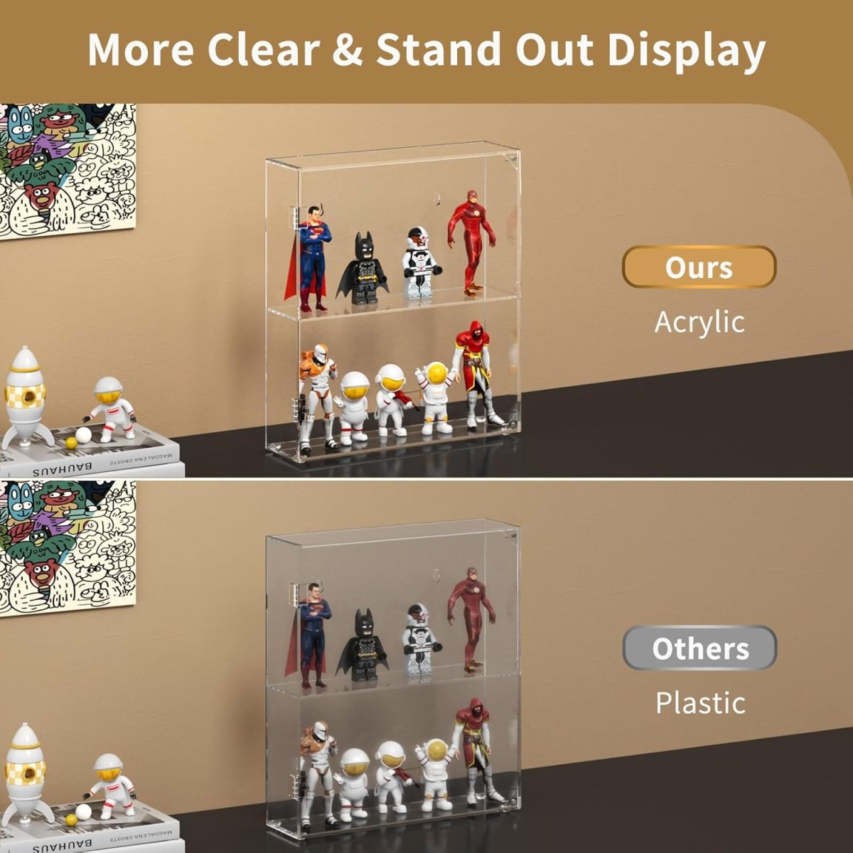2-Compartment Acrylic Display Case - NIUBEE