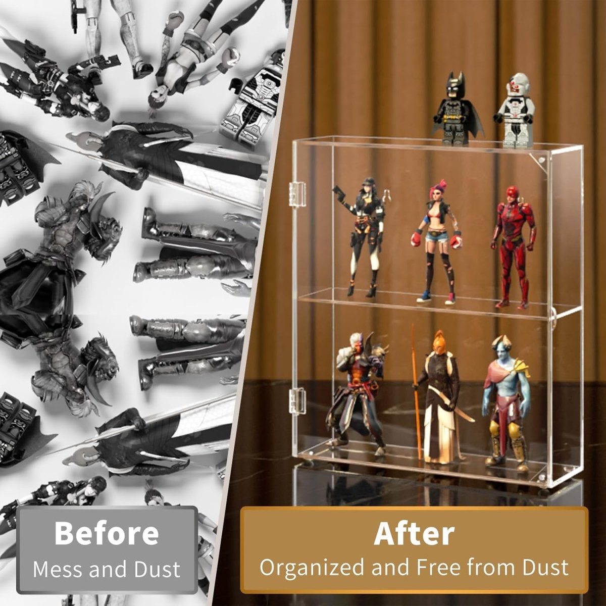 2-Compartment Acrylic Display Case - NIUBEE