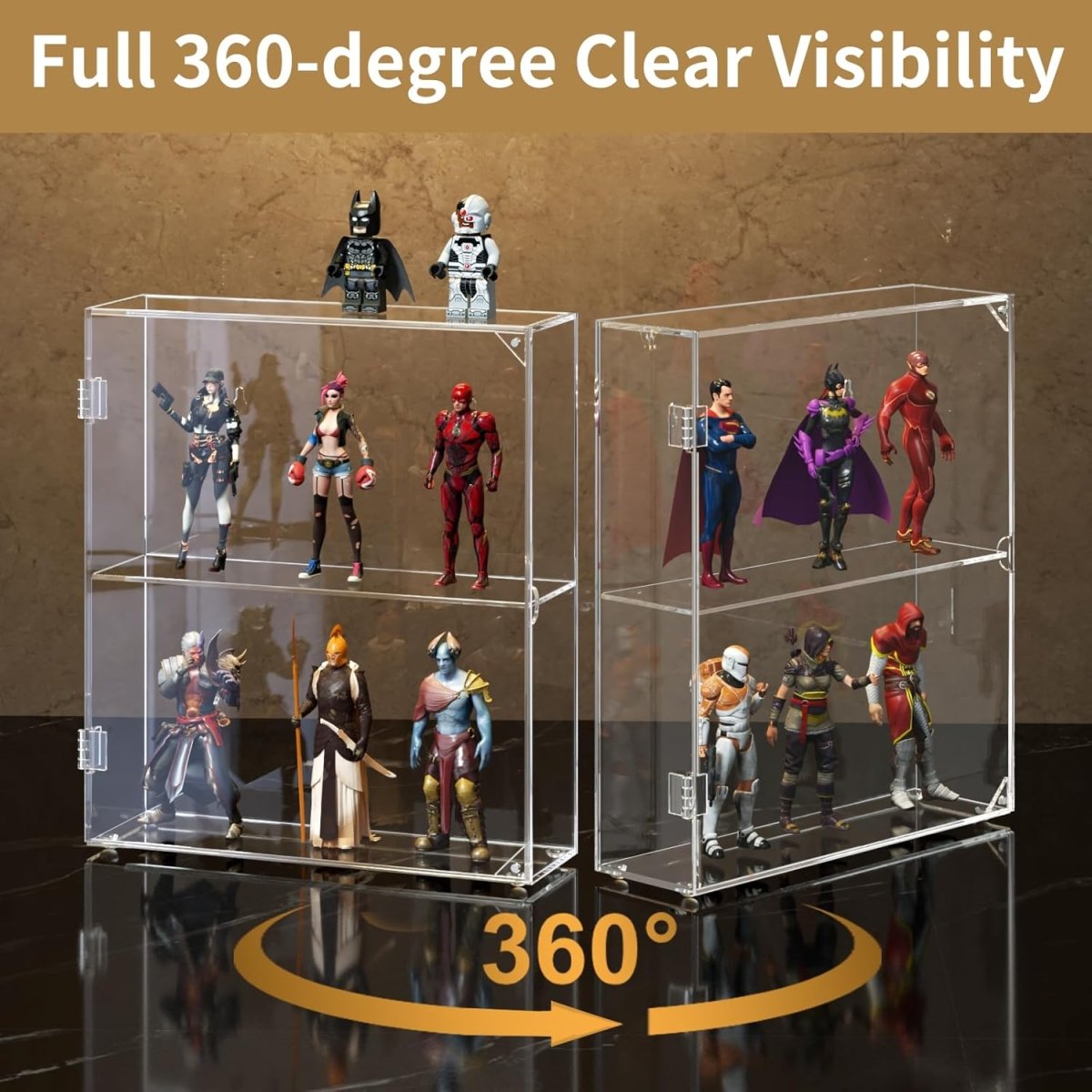 2-Compartment Acrylic Display Case - NIUBEE