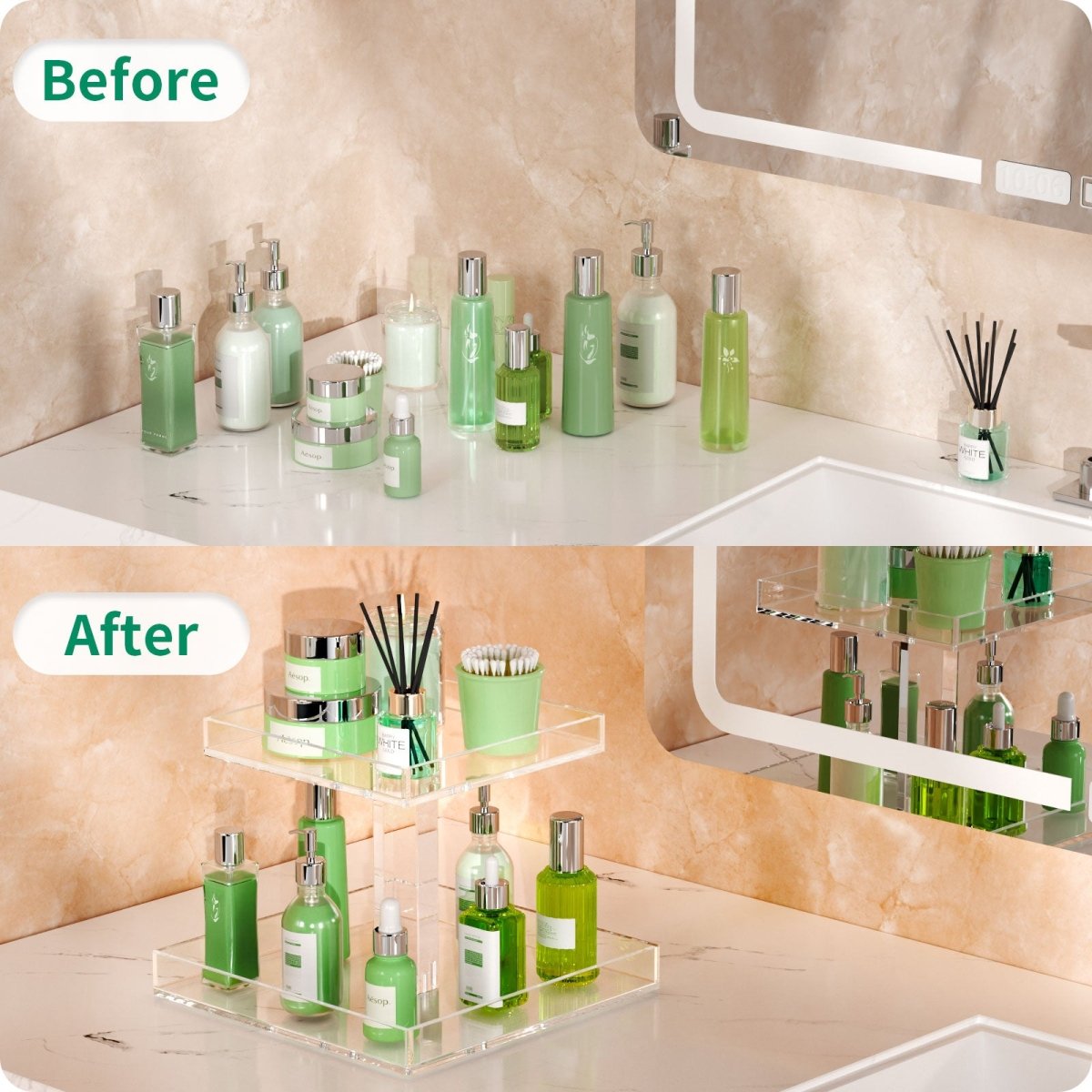 2-Tier Acrylic Perfume Organizer - NIUBEE