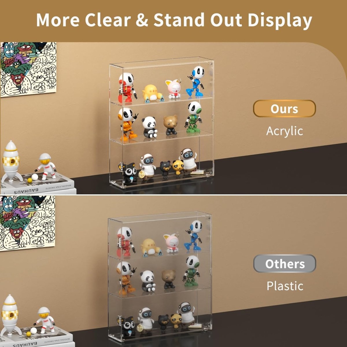 3-Compartment Acrylic Display Case - NIUBEE