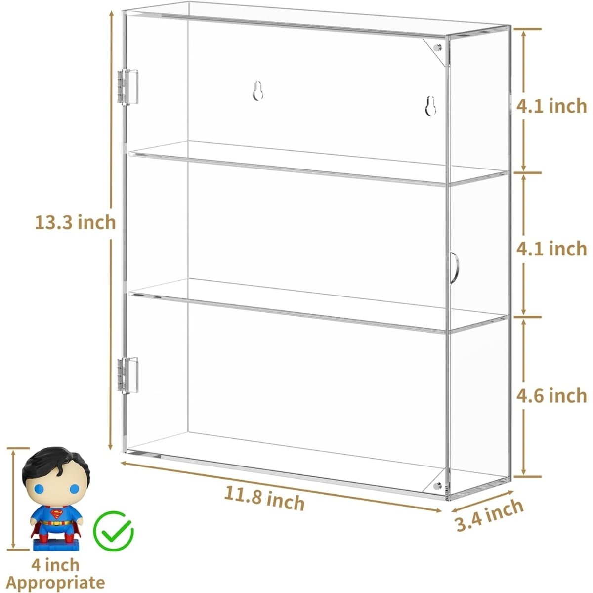 3-Compartment Acrylic Display Case - NIUBEE