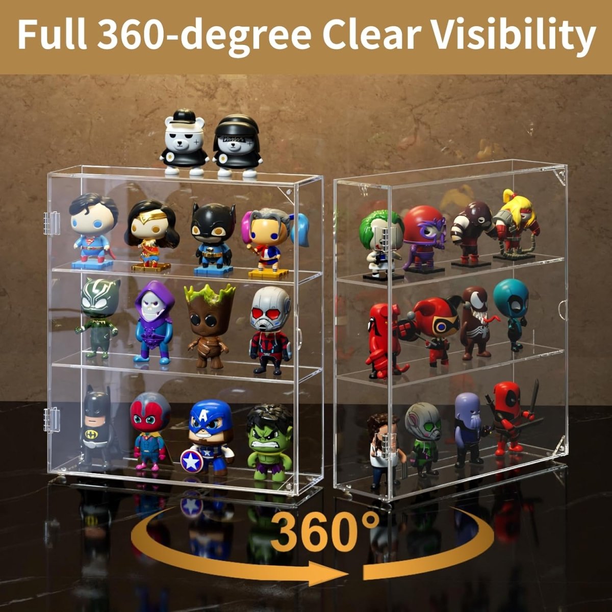 3-Compartment Acrylic Display Case - NIUBEE