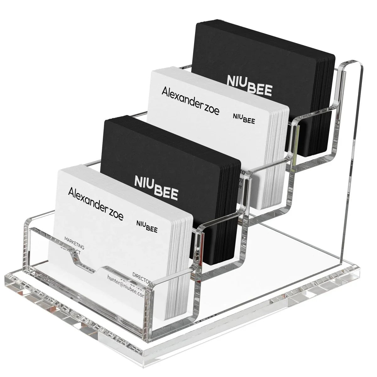 4-Tier Acrylic Business Card Holder - NIUBEE