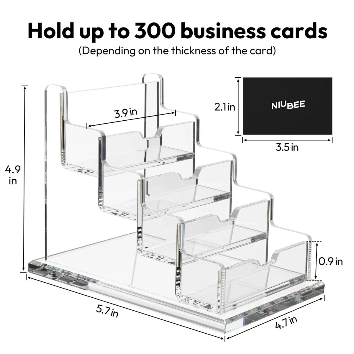 4-Tier Acrylic Business Card Holder - NIUBEE