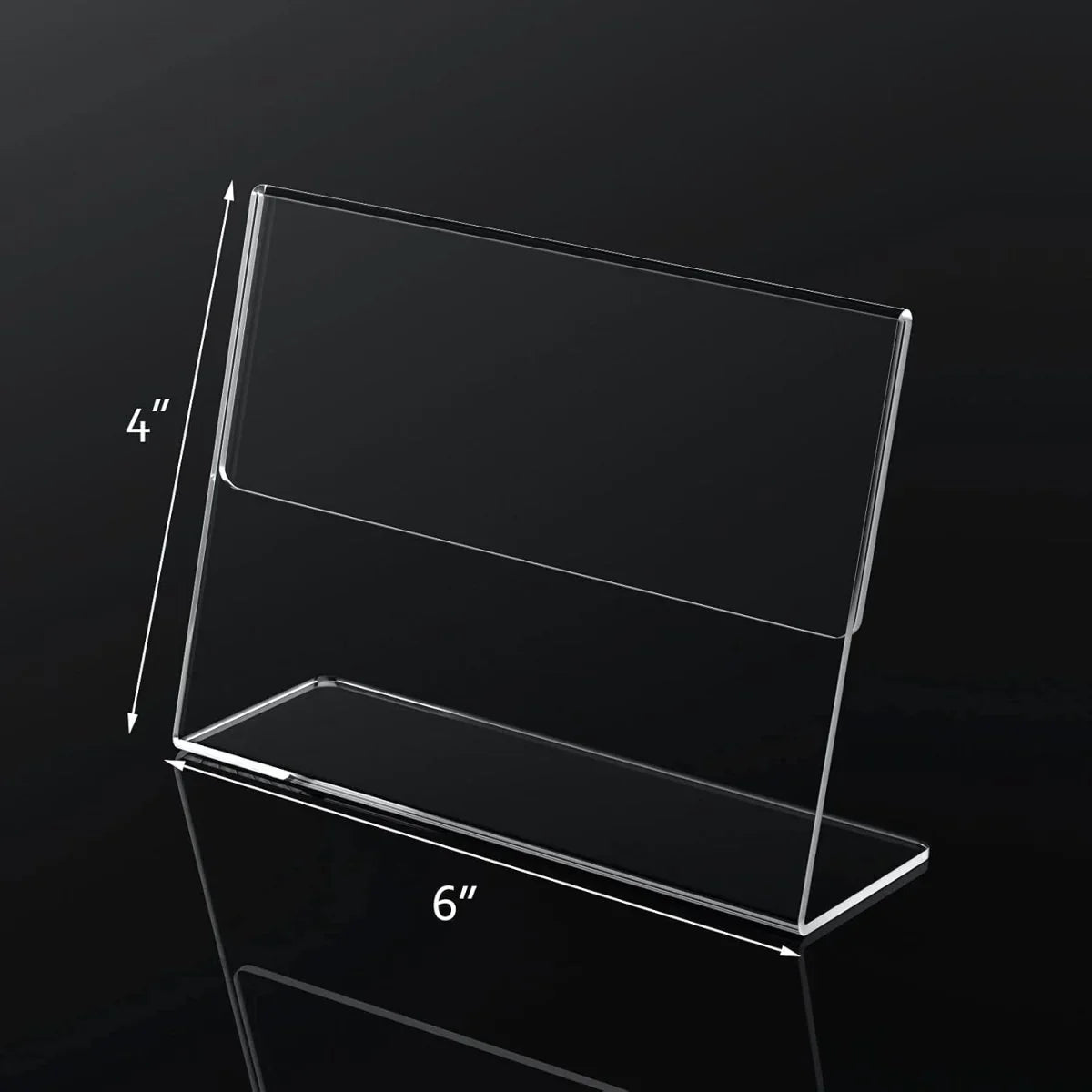 4×6" Acrylic L-Stand Horizontal Sign Holder – 6 Pack - NIUBEE