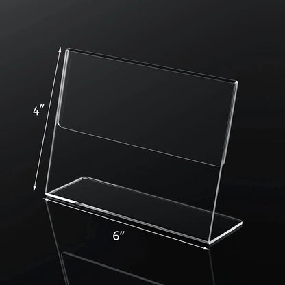 4×6" Acrylic L-Stand Horizontal Sign Holder – 6 Pack - NIUBEE