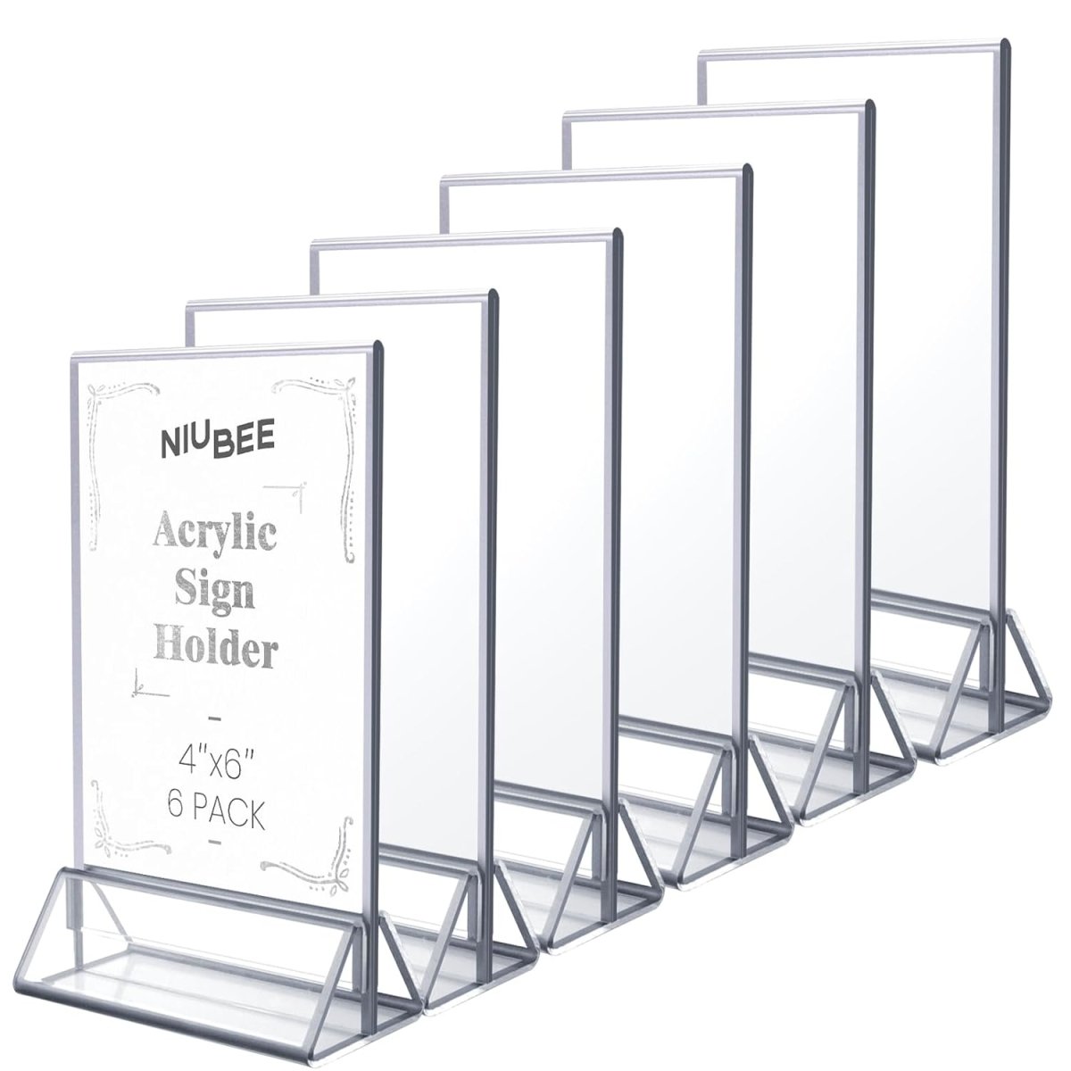 4×6" Silver Silk-Printed Label Sign – 6 Pack - NIUBEE