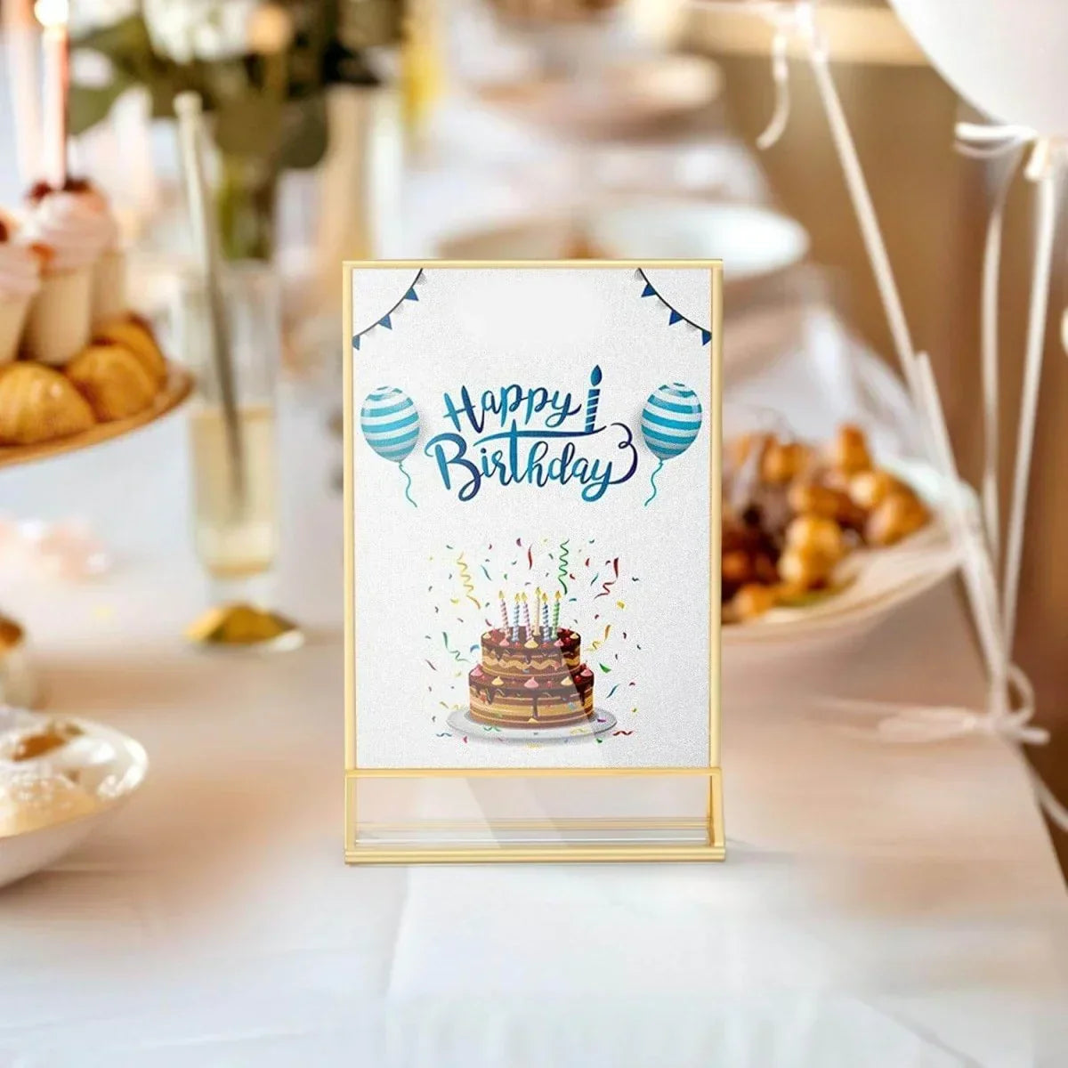 5×7" Gold Wedding Sign holder Vertical – 6 Pack - NIUBEE