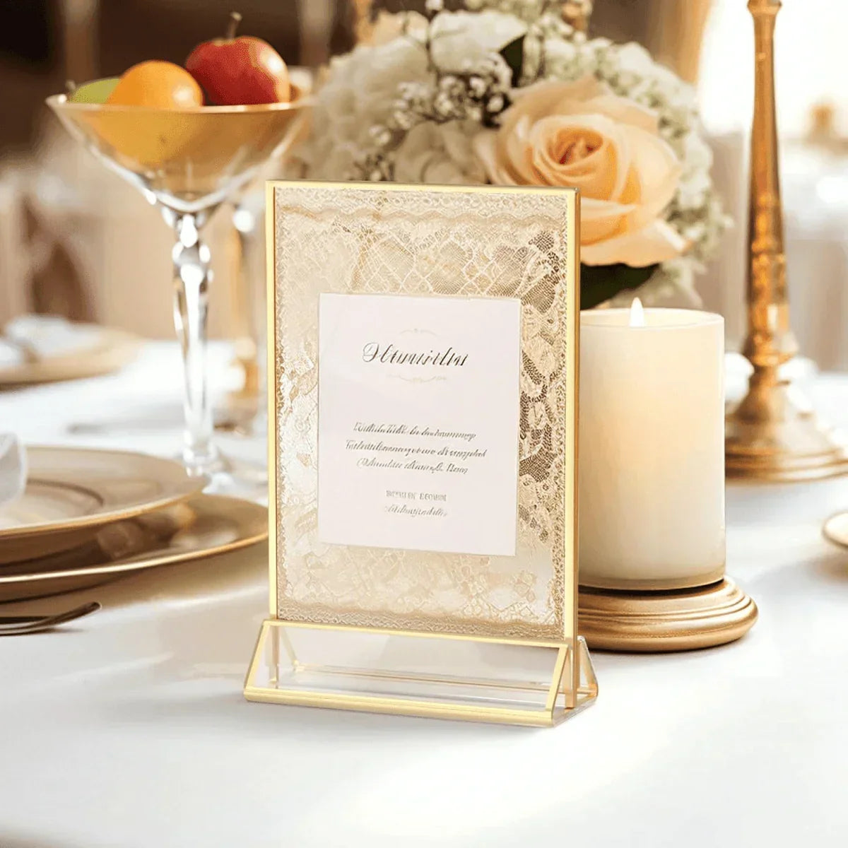 5×7" Gold Wedding Sign holder Vertical – 6 Pack - NIUBEE