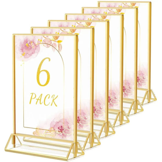 5×7" Gold Wedding Sign holder Vertical – 6 Pack - NIUBEE