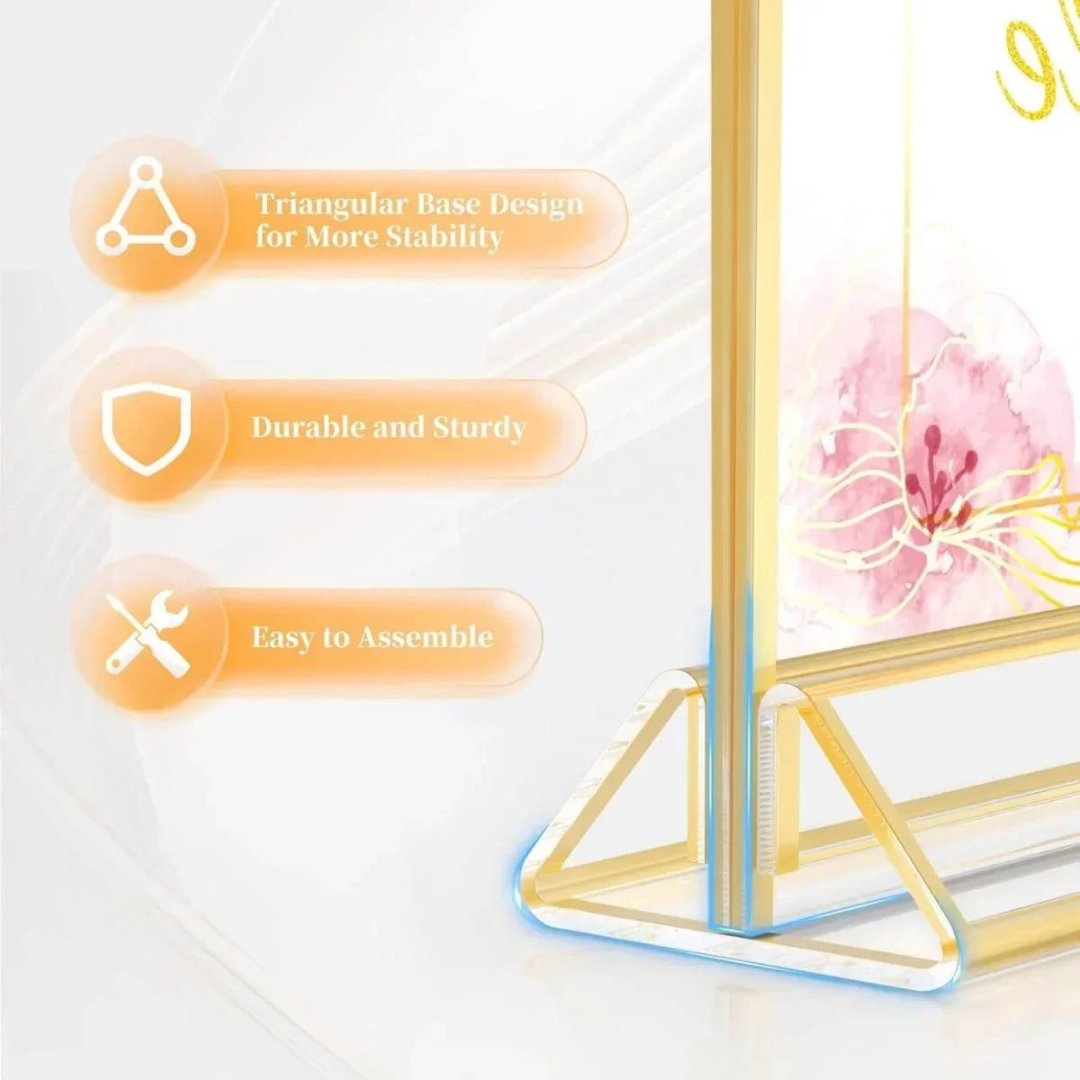 5×7" Gold Wedding Sign holder Vertical – 6 Pack - NIUBEE