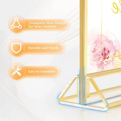 5×7" Gold Wedding Sign holder Vertical – 6 Pack - NIUBEE
