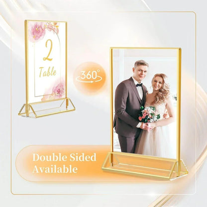 5×7" Gold Wedding Sign holder Vertical – 6 Pack - NIUBEE