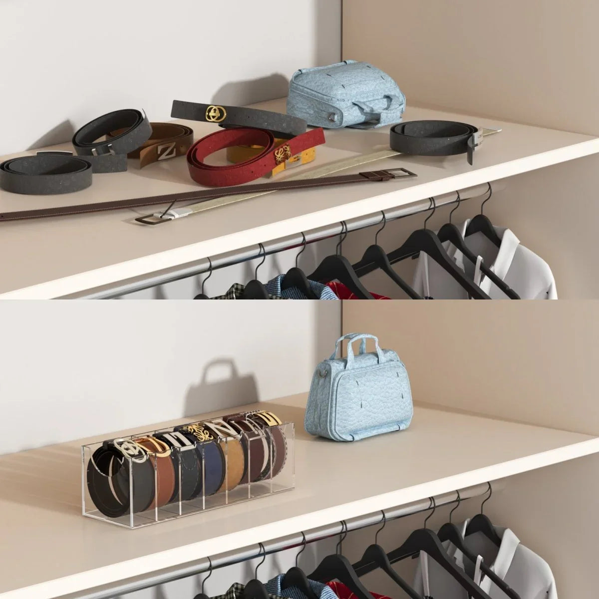 7-Slot Acrylic Belt Organizer - NIUBEE
