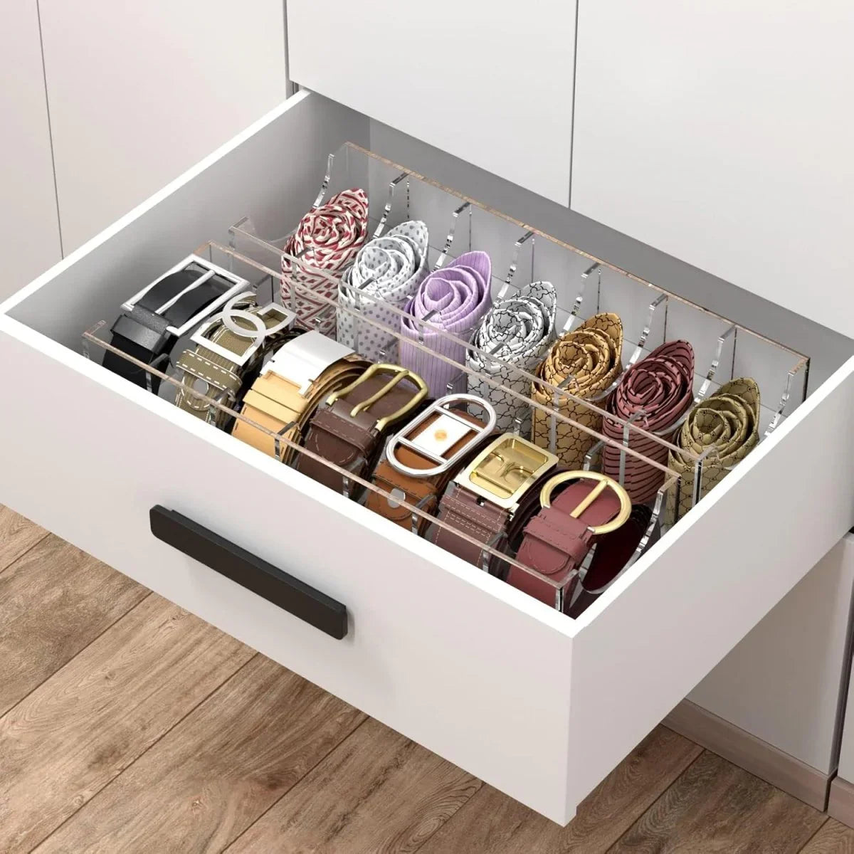 7-Slot Acrylic Belt Organizer - NIUBEE