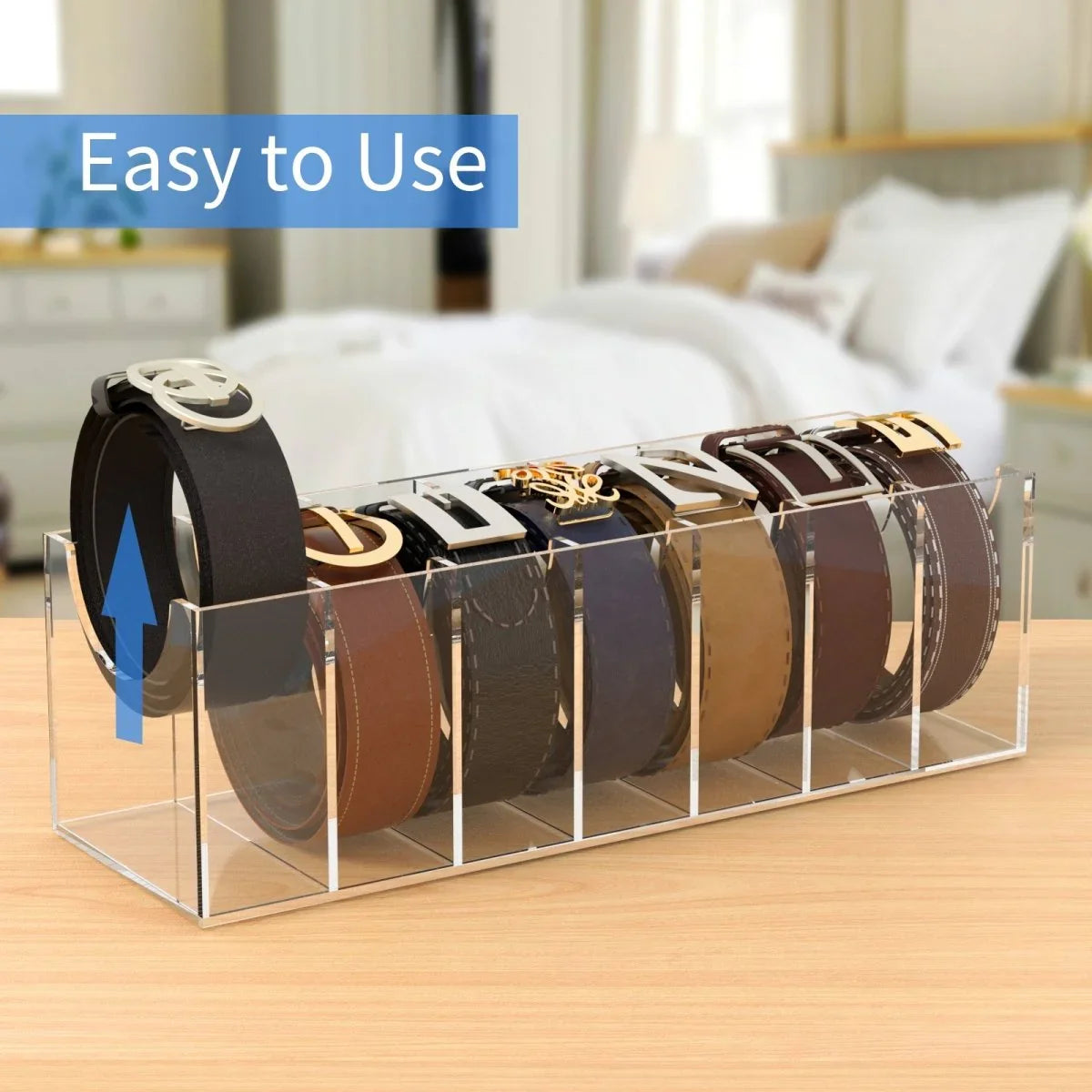 7-Slot Acrylic Belt Organizer - NIUBEE