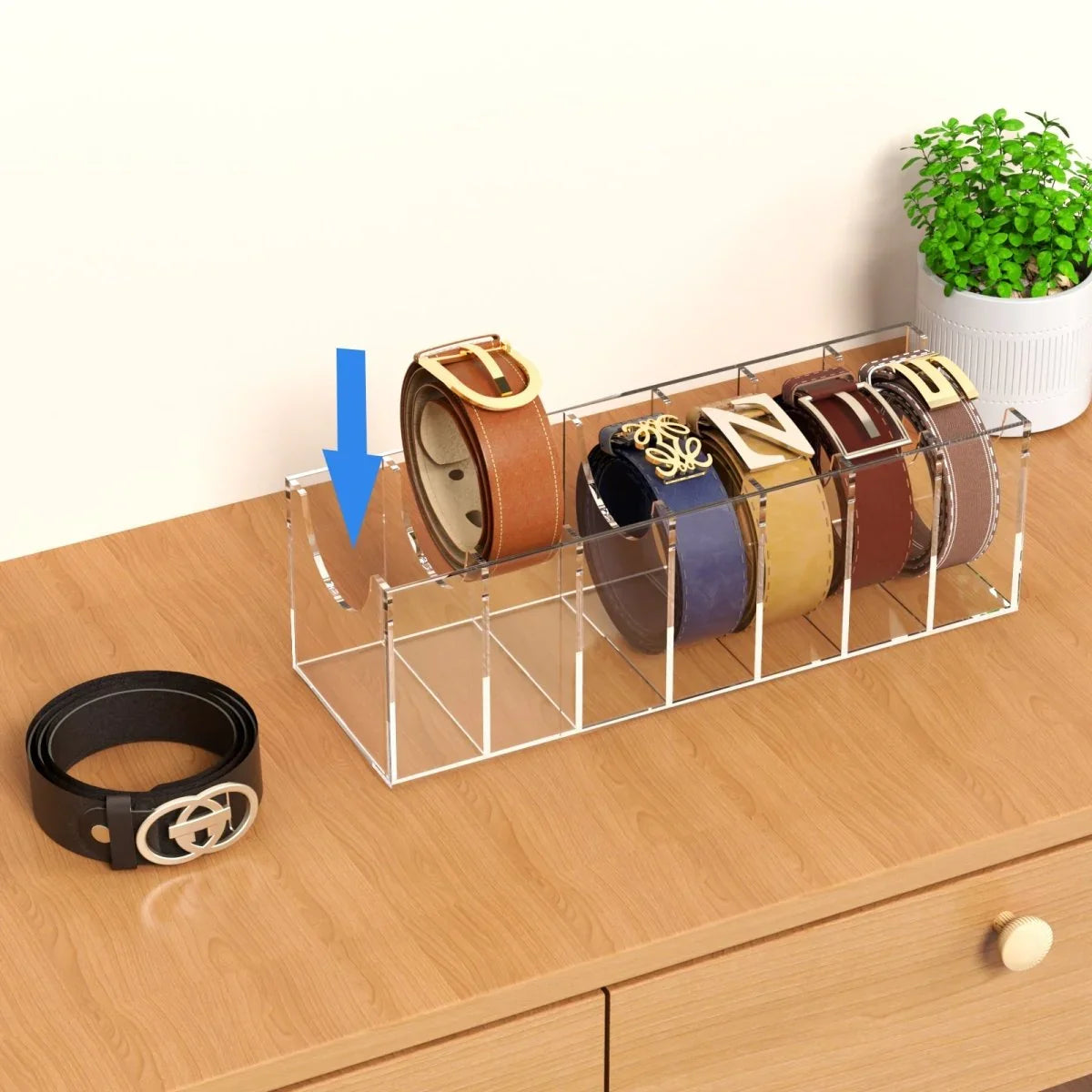 7-Slot Acrylic Belt Organizer - NIUBEE