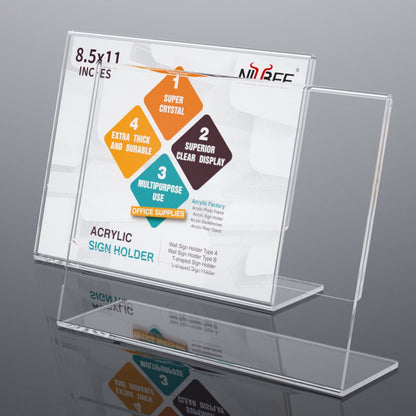 8.5×11" Acrylic L-Stand Horizontal Sign Holder – 3 Pack - NIUBEE