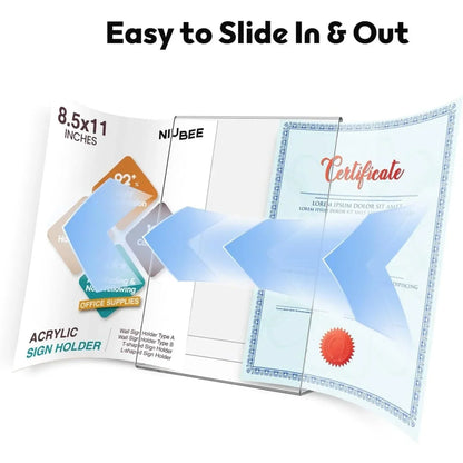 8.5×11" Acrylic L-Stand Vertical Sign Holder – 6 Pack - NIUBEE