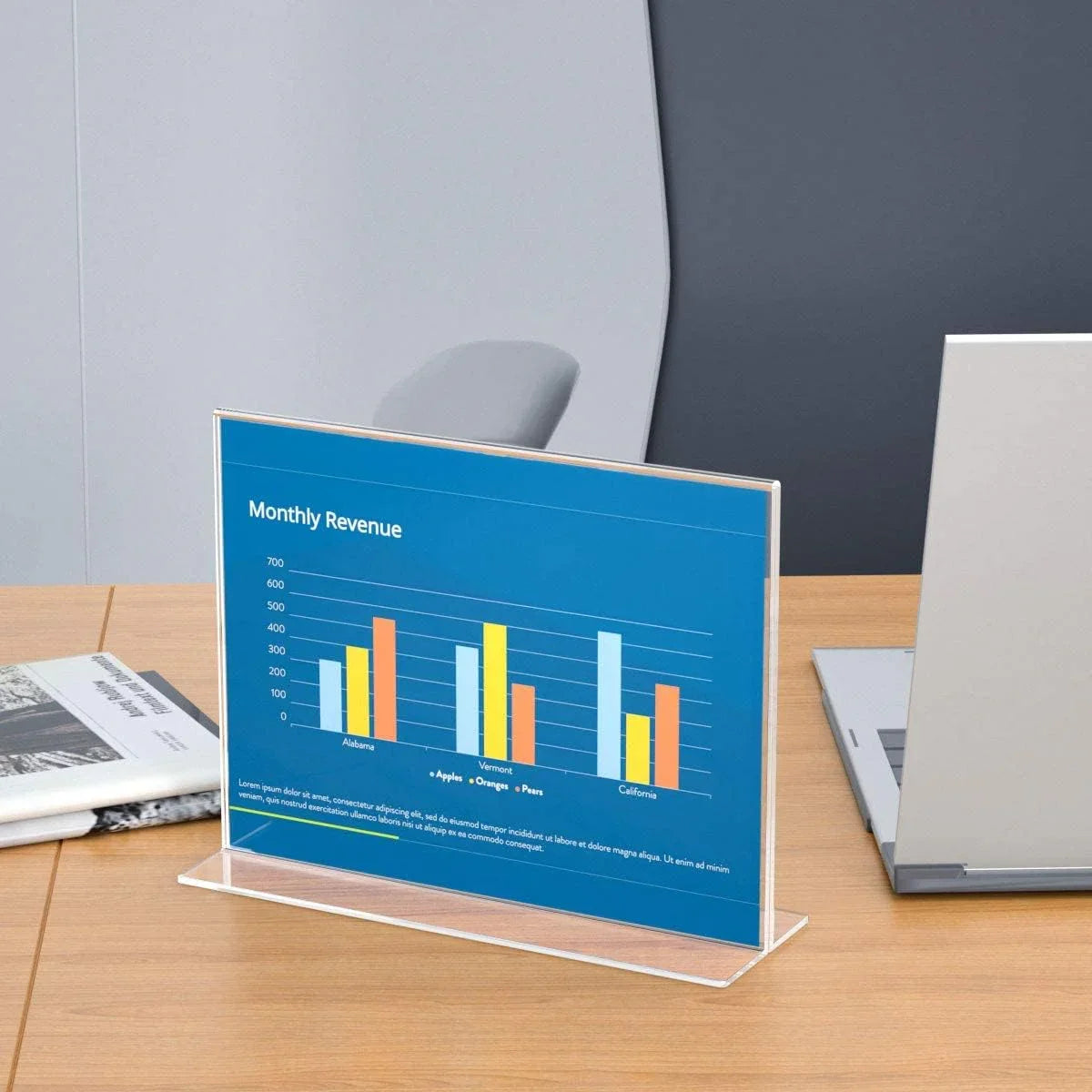 8.5×11" Acrylic T-Stand Horizontal Sign Holder – 3 Pack - NIUBEE