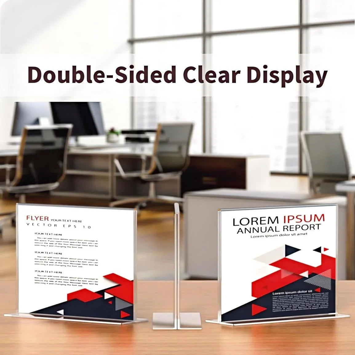 8.5×11" Acrylic T-Stand Horizontal Sign Holder – 3 Pack - NIUBEE