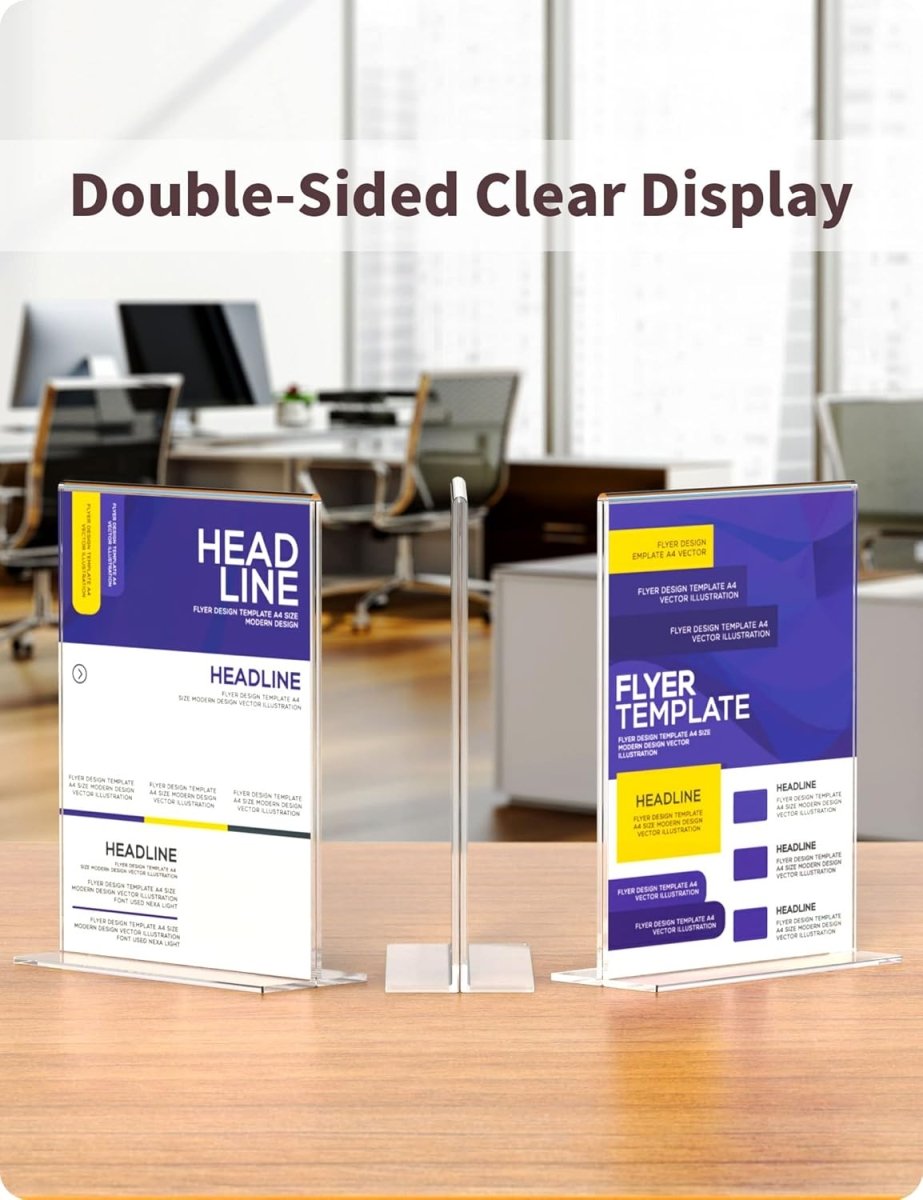 8.5×11" Acrylic T-Stand Vertical Sign Holder – 3 Pack - NIUBEE