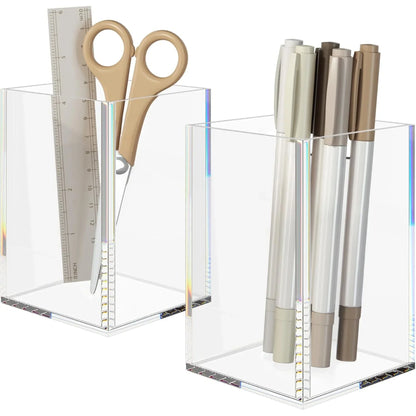 Clear Acrylic Pen Holder – 2 Pack - NIUBEE