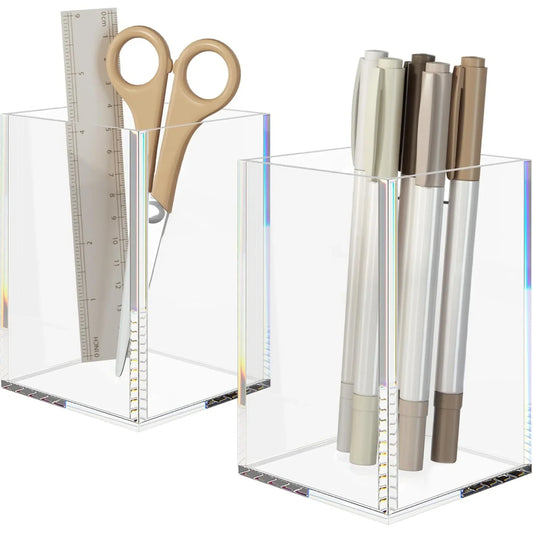 Clear Acrylic Pen Holder – 2 Pack - NIUBEE