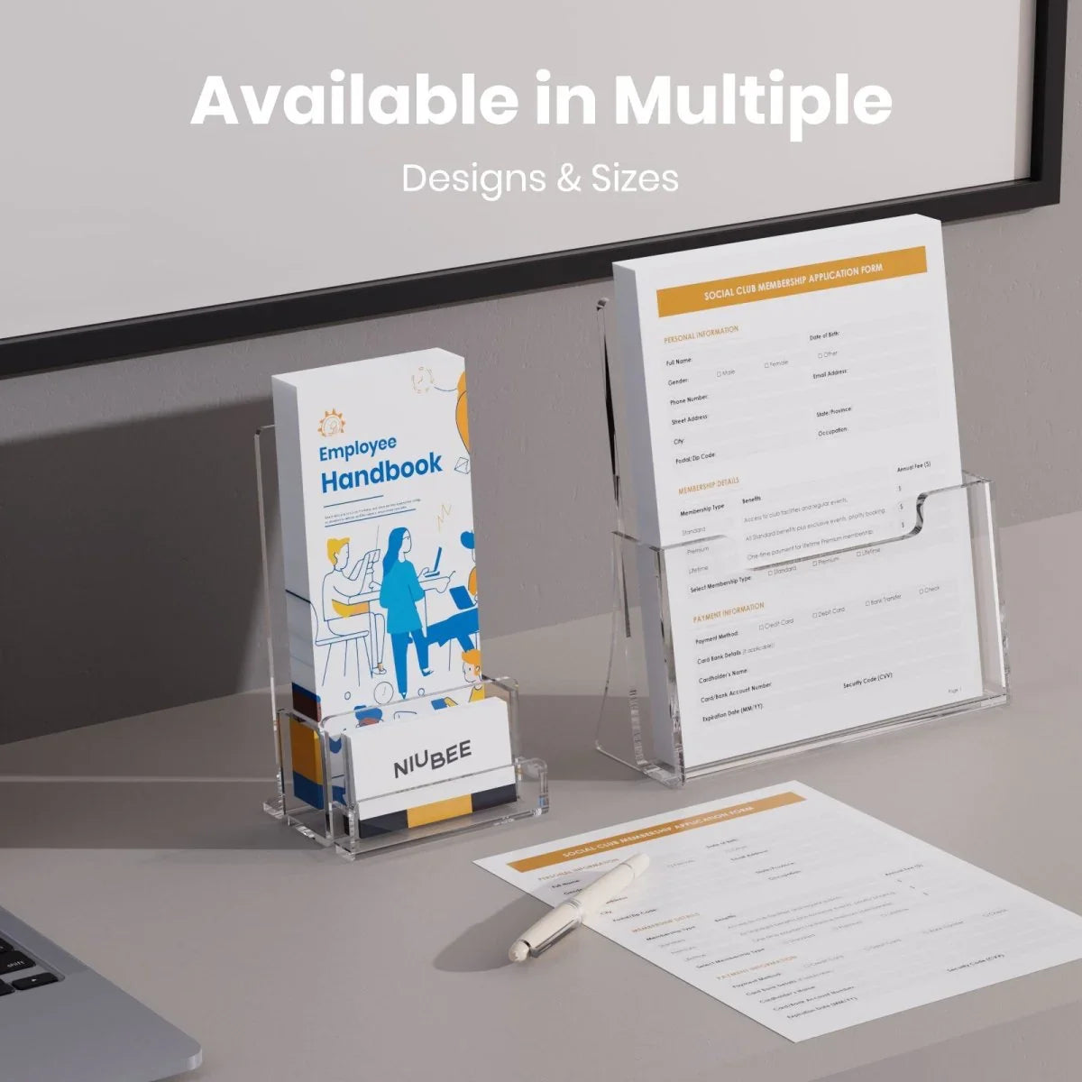 8.5" Single-Tier Acrylic Brochure Holder – 2 Pack - NIUBEE