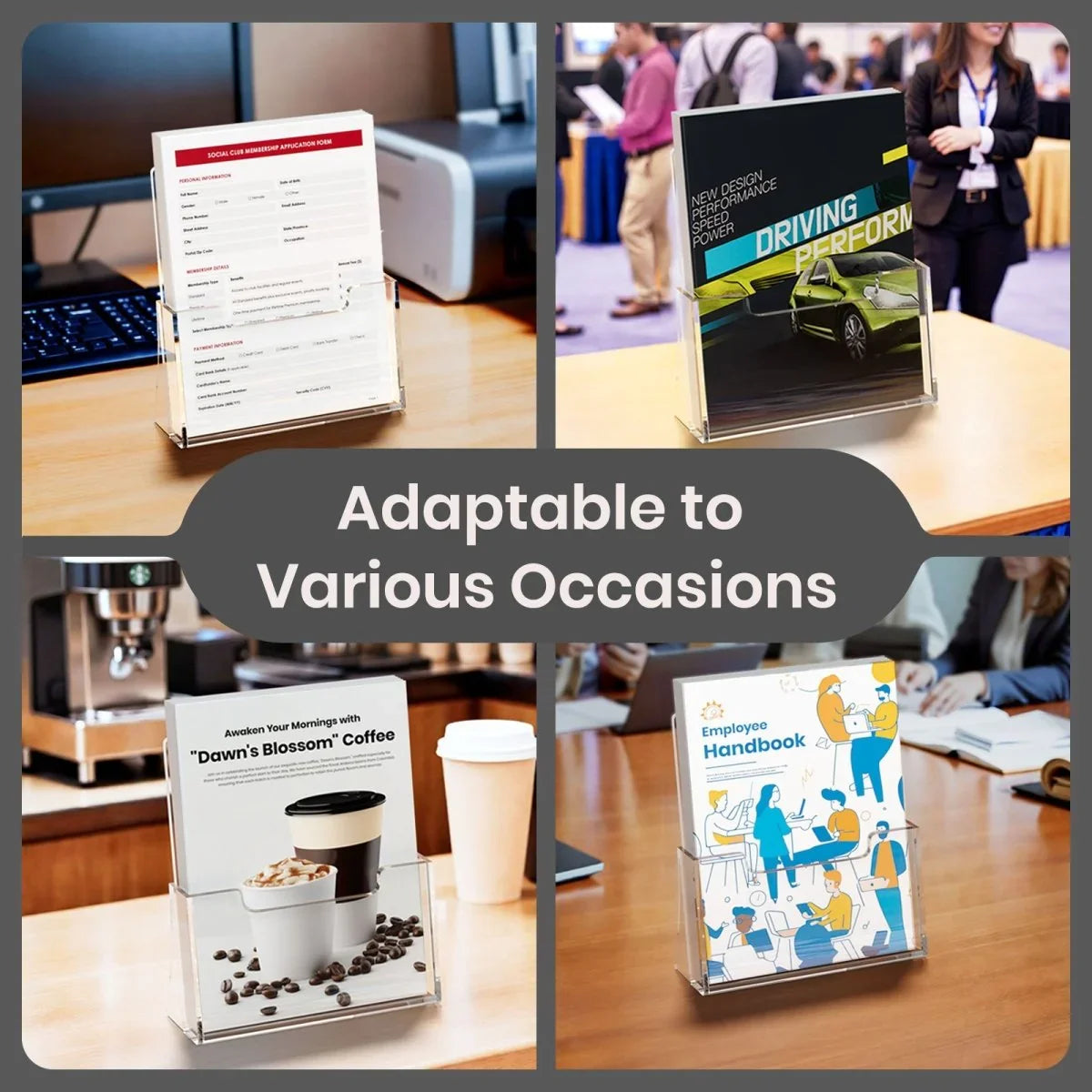 8.5" Single-Tier Acrylic Brochure Holder – 2 Pack - NIUBEE