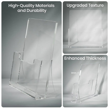 8.5" Single-Tier Acrylic Brochure Holder – 2 Pack - NIUBEE