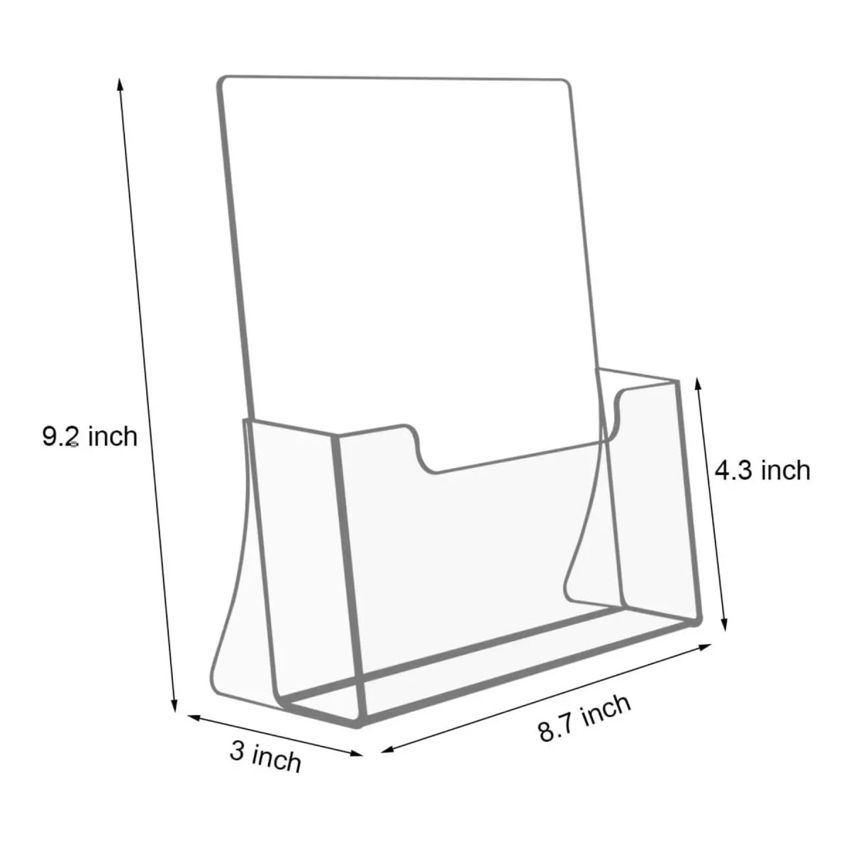 8.5" Single-Tier Acrylic Brochure Holder – 2 Pack - NIUBEE