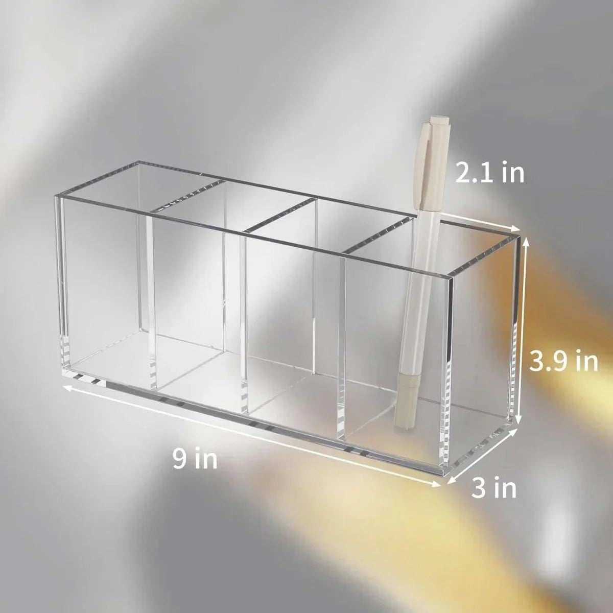 4-Slot Clear Acrylic Pen Holder - NIUBEE