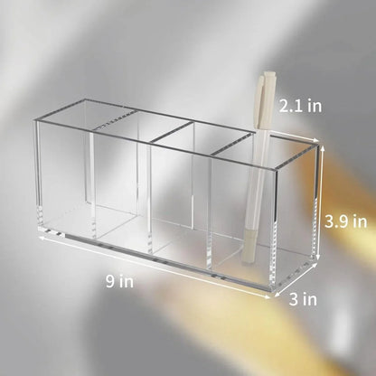 4-Slot Clear Acrylic Pen Holder - NIUBEE