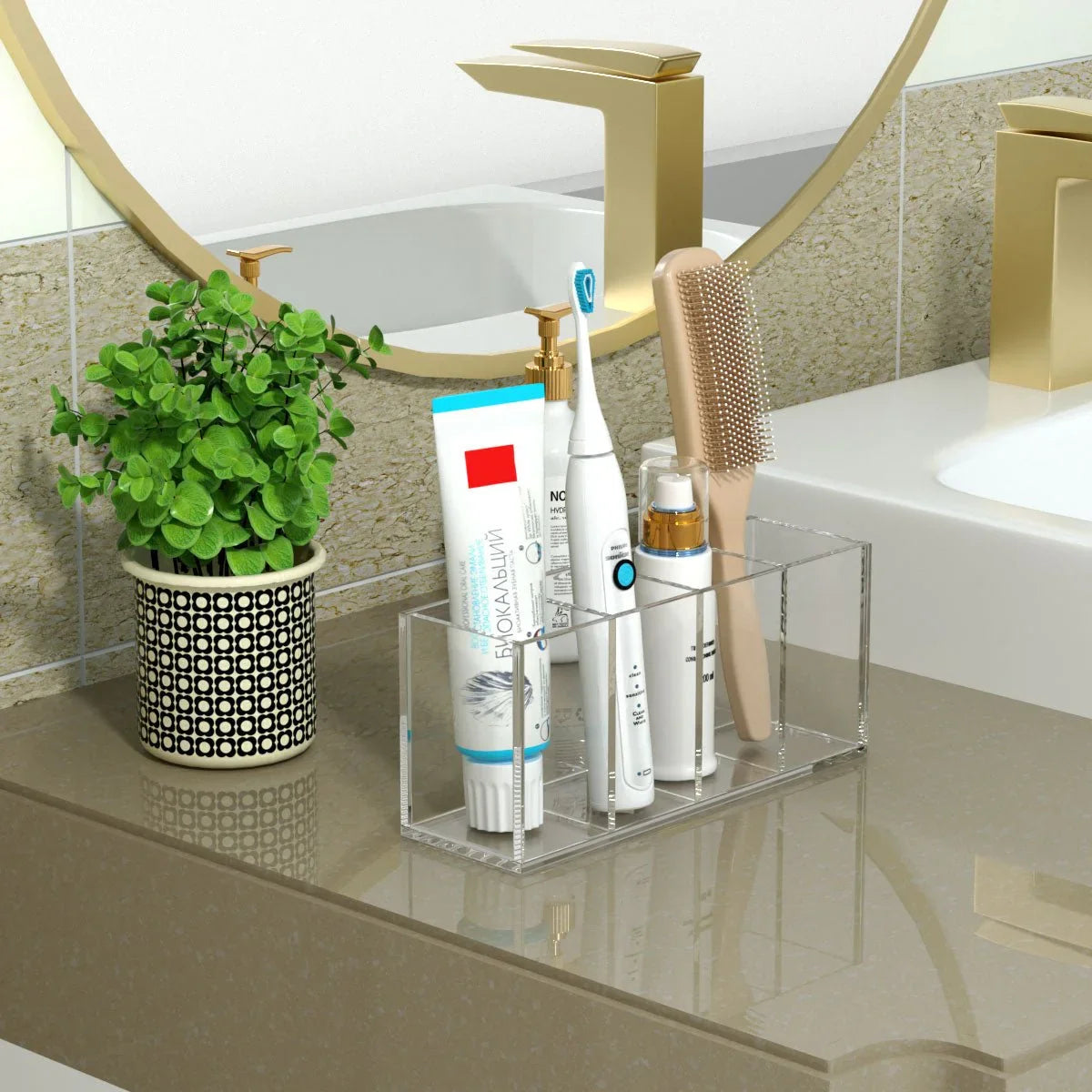 4-Slot Clear Acrylic Pen Holder - NIUBEE
