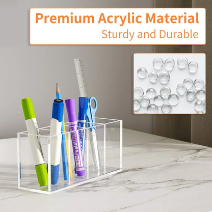 4-Slot Clear Acrylic Pen Holder - NIUBEE