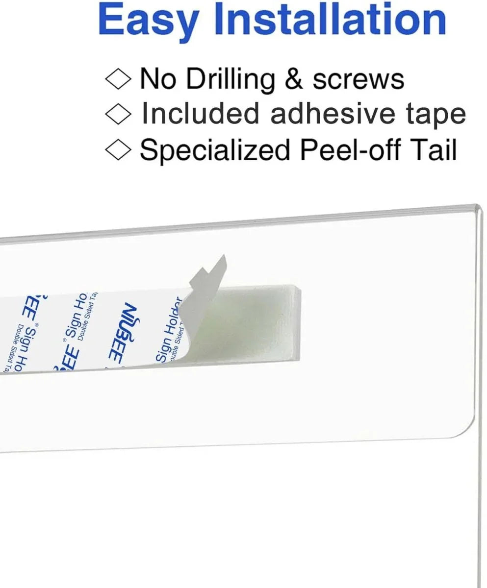 8.5×11" Adhesive Acrylic Sign Holder Horizontal – 6 Pack - NIUBEE
