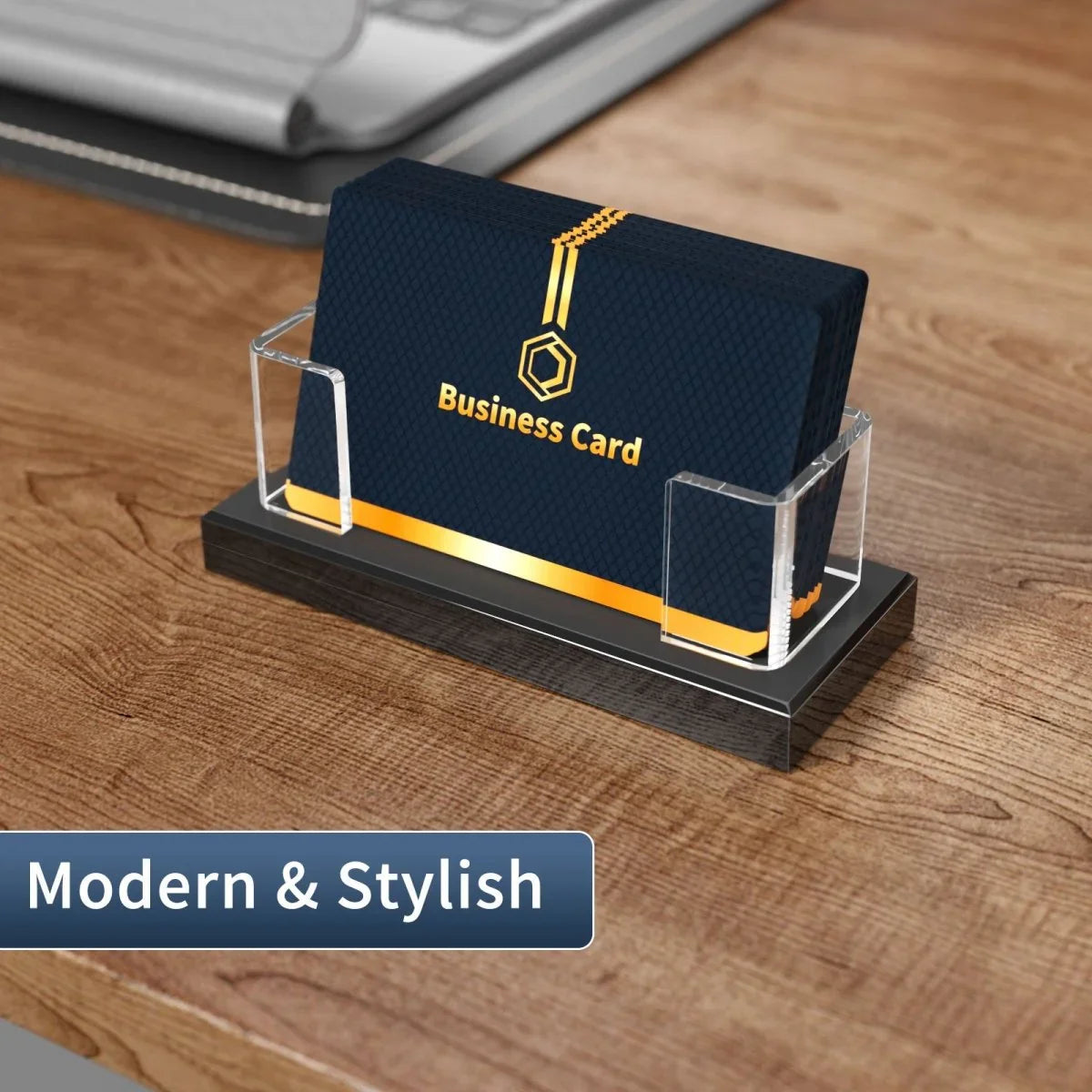 Acrylic Business Card Holder with Black Base – 2 Pack - NIUBEE