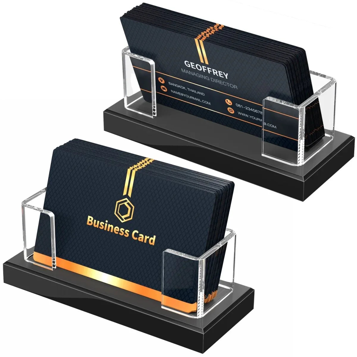 Acrylic Business Card Holder with Black Base – 2 Pack - NIUBEE