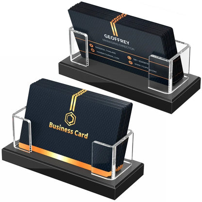 Acrylic Business Card Holder with Black Base – 2 Pack - NIUBEE