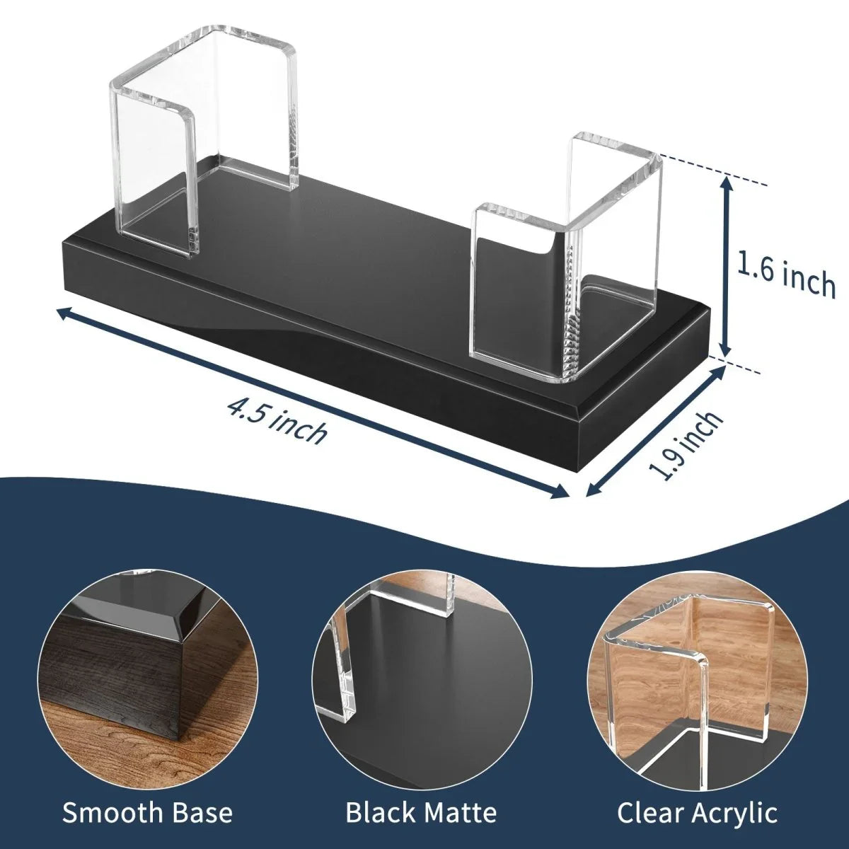 Acrylic Business Card Holder with Black Base – 2 Pack - NIUBEE