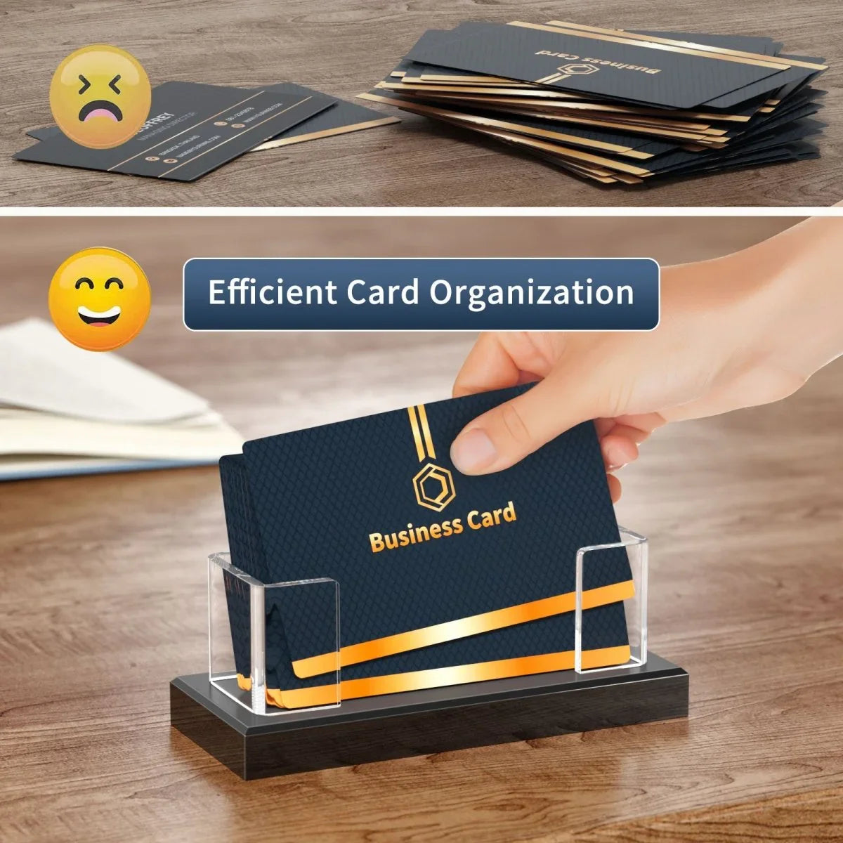 Acrylic Business Card Holder with Black Base – 2 Pack - NIUBEE