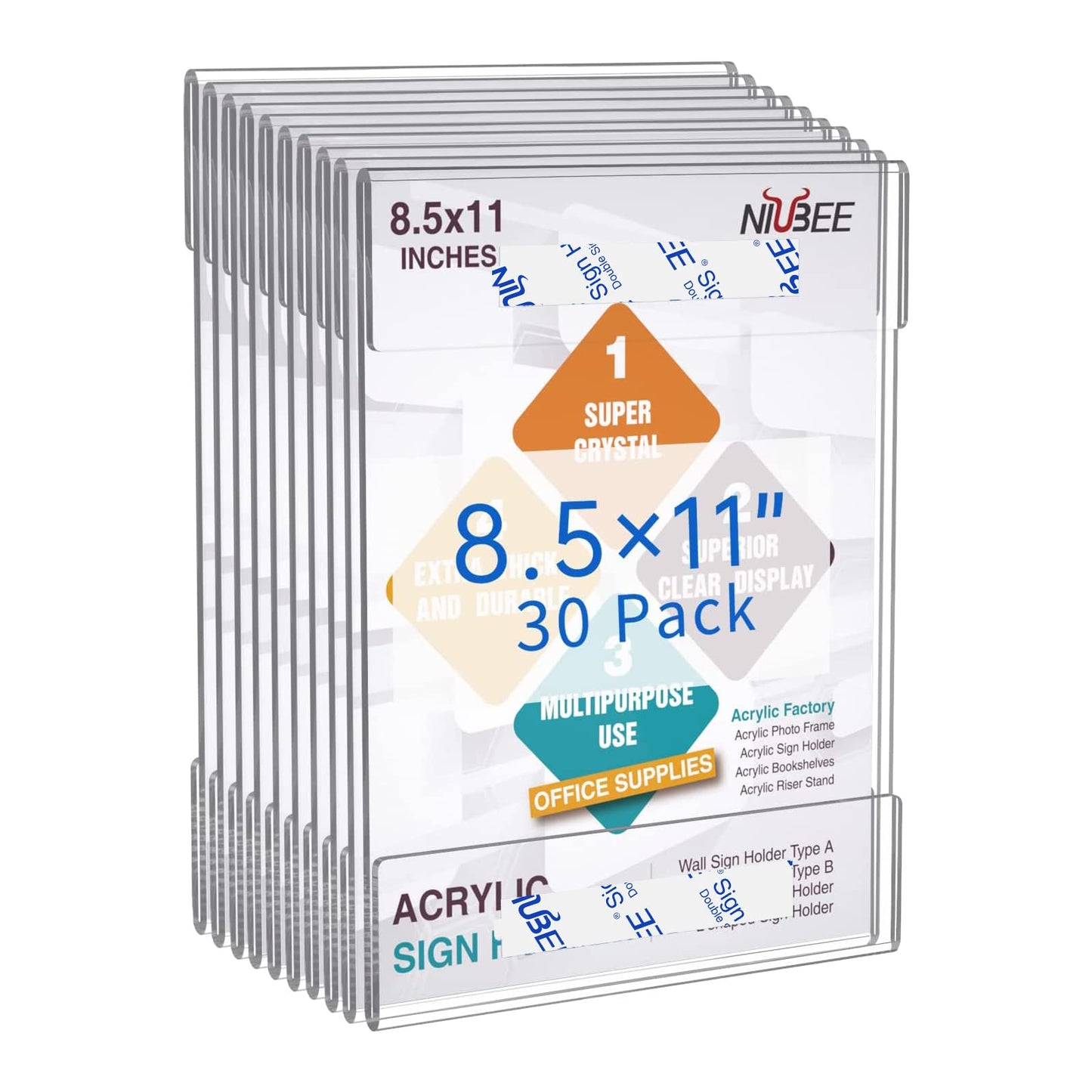 8.5×11" Adhesive Acrylic Sign Holder Vertical